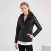 Spring Autumn Women Leather Jacket Biker Biker Capeled Capeled Hat Removable Jaqueta curta Lady Casual Outerwear 4xl WF264 L220728