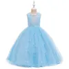 Robe de mariée longue blanche de Style occidental pour enfants, robes brodées à col en v pour filles de 10 ans, Y220510