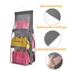 6 Pocket Hanging Handbag Organizer Wardrobe Transparent Storage Bag Door Wall Clear Clutter Shoes Hanger Bag Inventory BBB14727