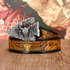 Celts Western Cowboy Men's Leather Dai Personalidade em Releveito Cinturão Juventude Trendência Domineadora de Bucklenchas Cabeça Bucklets