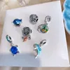 Luksusowy projektant srebrnych koralików Fit Pandora Bracelets S925 Sterling Blue Ocean World Series Charms Women Making Jewelry z oryginalnym pudełkiem