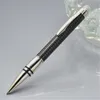 Stylo à bille en fibre de carbone noir de haute qualité, stylo à bille avec cristal, papeterie de luxe pour le siège social, recharge pens3958412