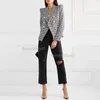 Moda Blazers Women Coat słynne garnitury czarny houndstooth Blazer Ladies Coats kurtki dla kobiet rozmiar s-2xl