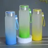 Sublimation Water Bottles 500ml Frosted Glass Water Bottle gradient Blank Tumbler Drinkware DE500