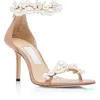 豪華なサマードレスシューズパール装飾されたサンダル靴足首ストラップ女性エレガントデザイナーブランドハイヒールレディ