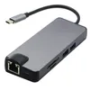 Hubs USB i 1 Combo USB-C 3.1 Typ C-nav med VGA 4K Video HD TF SD-kortläsare 1000M RJ45 Ethernet Charging HubUSB HubSBSB
