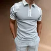 Casual Engeland -stijl Polo shirt met korte mouwen Men S Vintage Solid Zipper O Collar Pullover Summer Fashion 220714