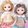 19cm BJD Doll 13 Movely Joints Brown 3D Big Eyes Fashion School Uniform and Wedding Dress Birthday Present For Kids 220505