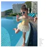 INS 2022子供レースワンピース水着かわいい子供用品印刷素敵なプリンセスガーゼスカート女の子入浴スパスパ水着S2128