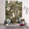 Tropikal Bitkiler Palmiye Yaprak Çiçekleri Boho Dekor Goblen Hippi Velvet Plaj Mat Ev Halı Duvar Asma Desen J220804
