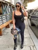 Hugcitar mouwloze holle out solide bodycon jumpsuit zomer dames mode streetwear outfits romper sportkleding 220801