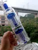 17 tums blå 7mm tjockt glas vatten bong vattenpipa med trädarm per raka typ rökrör med kvinnlig 18 mm fog