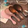 Mirrors Home Décor Garden Hand-Held Makeup Romantic Vintage Lace Hand Hold Mirror With Handle Oval Round Cosmetic Tool Dresser Gift Drop D