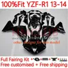 100٪ FIT OEM هيكل السيارة ل Yamaha Moto YZF-R1 YZF-1000 YZF R 1 1000CC 13-14 Body 6no.0 YZF R1 1000 CC YZFR1 13 14 YZF1000 2013 2014 حقن العفن هدية كيت مصنع الأزرق