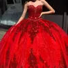 Sprankelende vestidos de quinceanera rode baljurk galajurken sweet 16 jurk vestido de xv anos aangepast formaat