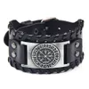 Punkstil justerbar bred pu läderidentifiering armband gotiska kvinnor män legering bälte spänne wrap bangle kvinnlig smyckespresent