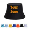 Berretti Logo personalizzato Double Sided Ombreggiatura pieghevole Cappello da pescatore Lettere ricamate Unisex Flat Top Basin Cap Cappello da pesca Berretti