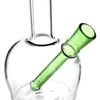 Bongo de vidro para narguilé de tubo reto de 7,2 polegadas com bocal verde e coador de haste inferior difuso
