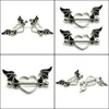 Nipple Rings Body Jewelry Heart-Shaped Wings Ring Stainless Steel Black White Angel Wing Drop Delivery 2021 9Jtcx