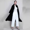 Manteau d'hiver noir Long coupe-vent chaud fourrure de lapin manteau d'hiver pardessus pour les femmes conception longue hauts vêtements de sortie d'hiver T220716