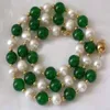 Natural 7-8mm weiße Akya Pearl Green Jade Round Edelsteine ​​Perlen Halskette 18 "