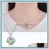 Hänghalsband hängsmycken YH-ZL 925 Sterling Sier Green Zircon Heart Necklace For Women Shiny Dhaem