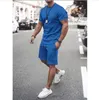 Survêtements pour hommes Mode d'été Short à manches courtes Costume sport décontracté couleur unie costume hommes grande taille vêtements