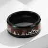 Trouwringen Mode 8mm Mannen Zwart Tungsten Wild Life Jacht Ring Koa Hout Inleg Herten Familie Silhouet Stalen Band Bruiloft Toby227332825