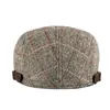 BERETS TWEED SBOY CAP MEN HERRINGBONEフラットウィンターグレー縞模様の男性英国スタイルギャツビーハット調整beRETSWEND22