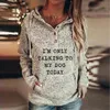 Sudaderas con capucha para mujer, jersey para mujer, blusas superiores, Sudadera con capucha estampada con botones a presión, sudadera cálida con bolsillo de manga larga para mujer