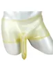 Slip Sexy Mens Transparent Latex Sous-Vêtements Shorts Avec Pénis Gaine CondomUnderpants