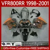 OEM Bodys For HONDA VFR Orange flames 800RR 800 CC RR Interceptor 1998-2001 128No.169 VFR-800 VFR800 RR VFR800RR 98 99 00 01 800CC VFR800R 1998 1999 2000 2001 Fairing Kit