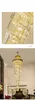 2022 Черный / Золотой Новый Дизайн Большие декоративные Высокие потолки Люстра Гостиная Хрома Подвесной Ламп Спиральная Лестница СПГ Современный Роскошный Кристалл