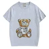 남성 T 셔츠 디자이너 여성 곰 인쇄 Tshirts 여름 패션 퍼즐 짧은 소매 남자 스트리트 스타일 티즈 여성 의류 고품질