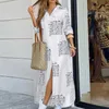 Autumn Long Dress Sleeve Shirt Women Denim es Pocket Button Print Casual Loose es 220418