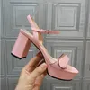 Fashion Platform Sandals Women Summer New Leather Designer Thick High Heel Open toe Party Dress Shoes Metal Buckle Size 34-42