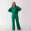 Hiloc druppel mouwen broekpakjes dalen kraag vrouwen pyjama set vrouw 2 -delige losse nachtkleding sets dames outfits loungewear l220803