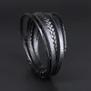 S3143 Europe Fashion Jewelry Retro Men's Leather Bracelets Rope Woven Magnetic Buckle PU Leather Bracelet