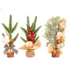 Nieuwjaars kerstdecoraties 25 cm mini -boom ornamenten tafel sfeer versieren pot met potmas boom feestartikelen