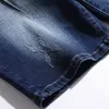 Ciemnoniebieskie letnie odcinki męskie spodenki Klasyczne styl moda swobodna szczupła dopasowanie krótkie dżinsy męskie proste proste streetwear