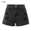 Moda de jeans vintage shorts femininos de verão namorados pretos femininos magros cientias 210702