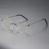 Randloze zonnebrillen optische ronde metalen heldere lensglazen frame unisex cirkel bril blauw licht blokkerende computerglazen