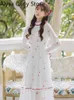 Casual Dresses Vintage Floral Elegant Dress Women Ruffle Sweet Fairy Grunge Female White Korean Lolita Summer One-Piece Chiccasual