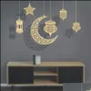 Other Home Decor Garden Muslim Islam Eid Wooden Pendant Decoration Drop Delivery 2021 Uzbgi