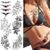 NXY Temporary Tattoo Yuran Black Tulip Totem Tattoos Stickers Women Body Waist Arm Art Bracelet Girls Butterfly Tatoos Rose Chains 0330