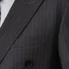 Męskie garnitury Blazers Wysokiej jakości wełniane niestandardowe dostosowane Slim Business Men-Doręczne podwójne piersi Stripesmen's