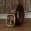 Belts Genuine Leather Belt Men Heavy Ccopper Buckle For Waist Male 3.8CM Thick Retro Cowboy Jeans BeltBelts