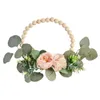 Decorative Flowers & Wreaths Artificial Camellia Lei Fake Wooden Bead GarlandRound Wreath Hanging Decoration Office Home Decor Simulation Pl