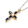Colares pendentes colorido dourado cz colar de cristal azul para as garotas para mulheres solteiras de joias de joias de jóias