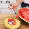 Cuchillo de tallado de acero inoxidable bola de doble cabeza para niños cavando helado con cuchara de sandilla cuchara de plato de fruta de bricolaje